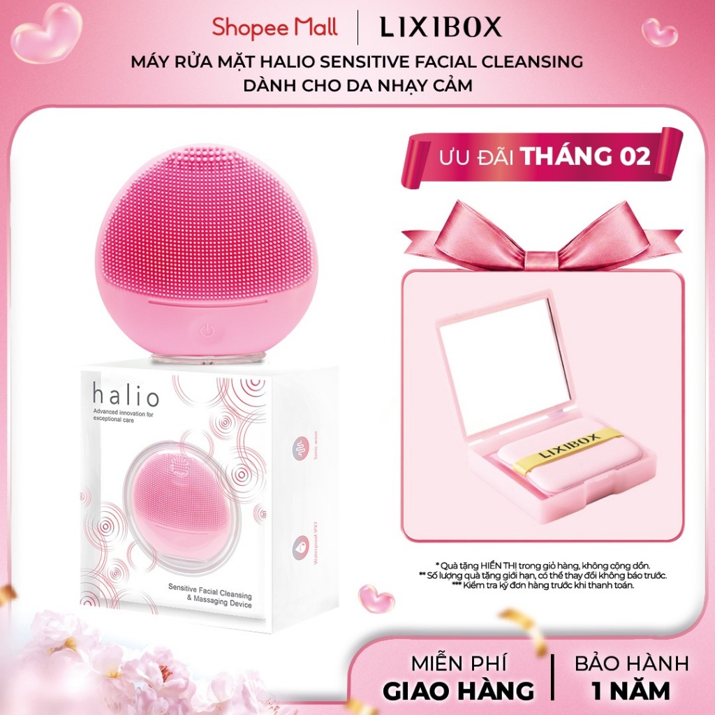 Máy Rửa Mặt Halio Sensitive Facial Cleansing Massaging Device - Dành Cho Da Nhạy Cảm