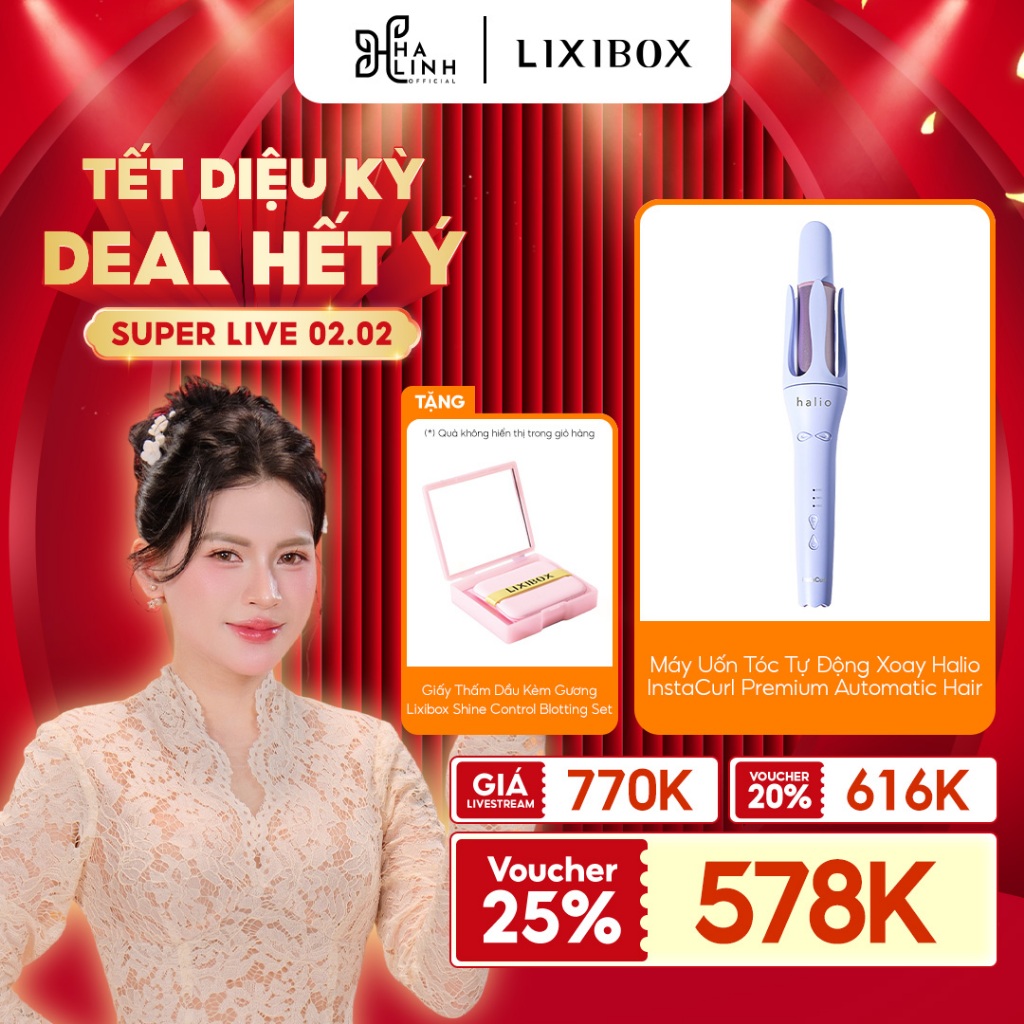 [VHL x LIXIBOX] PREMIUM - Máy Uốn Tóc Tự Động Xoay Halio InstaCurl Premium Automatic Tặng Giấy Thấm 