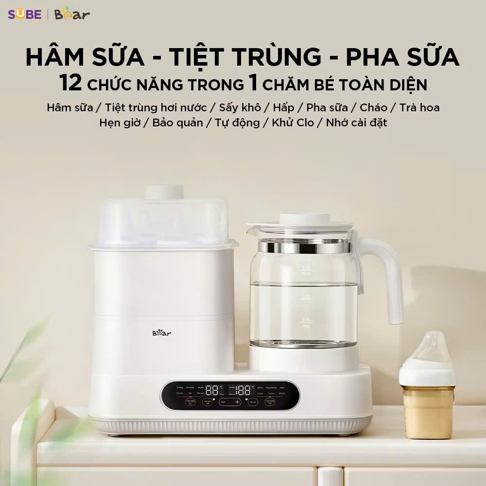 Máy Hâm Sữa Tiệt Trùng Bear 1.3L Máy Đun Nước Pha Sữa Cho Bé Máy WW-5H12V78