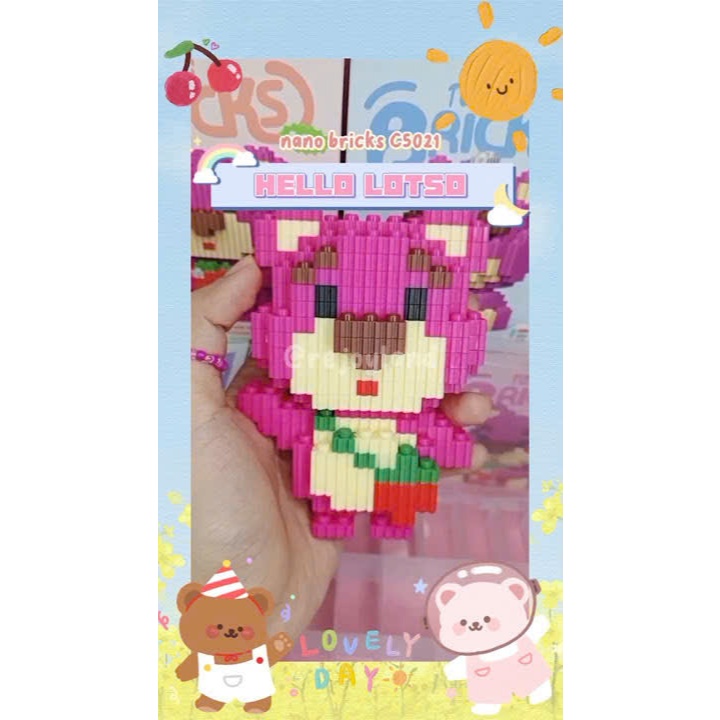 🧸 Bộ Lắp Ráp Gấu Hồng Dễ Thương Nano Bricks – Đồ Chơi Xếp Hình Mini Cho Bé