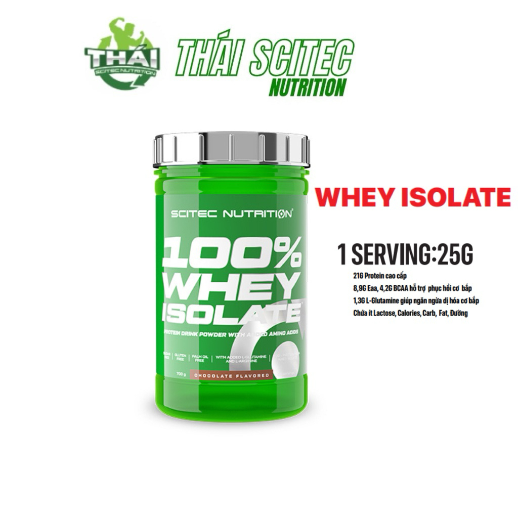 Whey protein| Whey Isolate Scitec Nutrition 700g, đạm whey tinh khiết hấp thụ nhanh