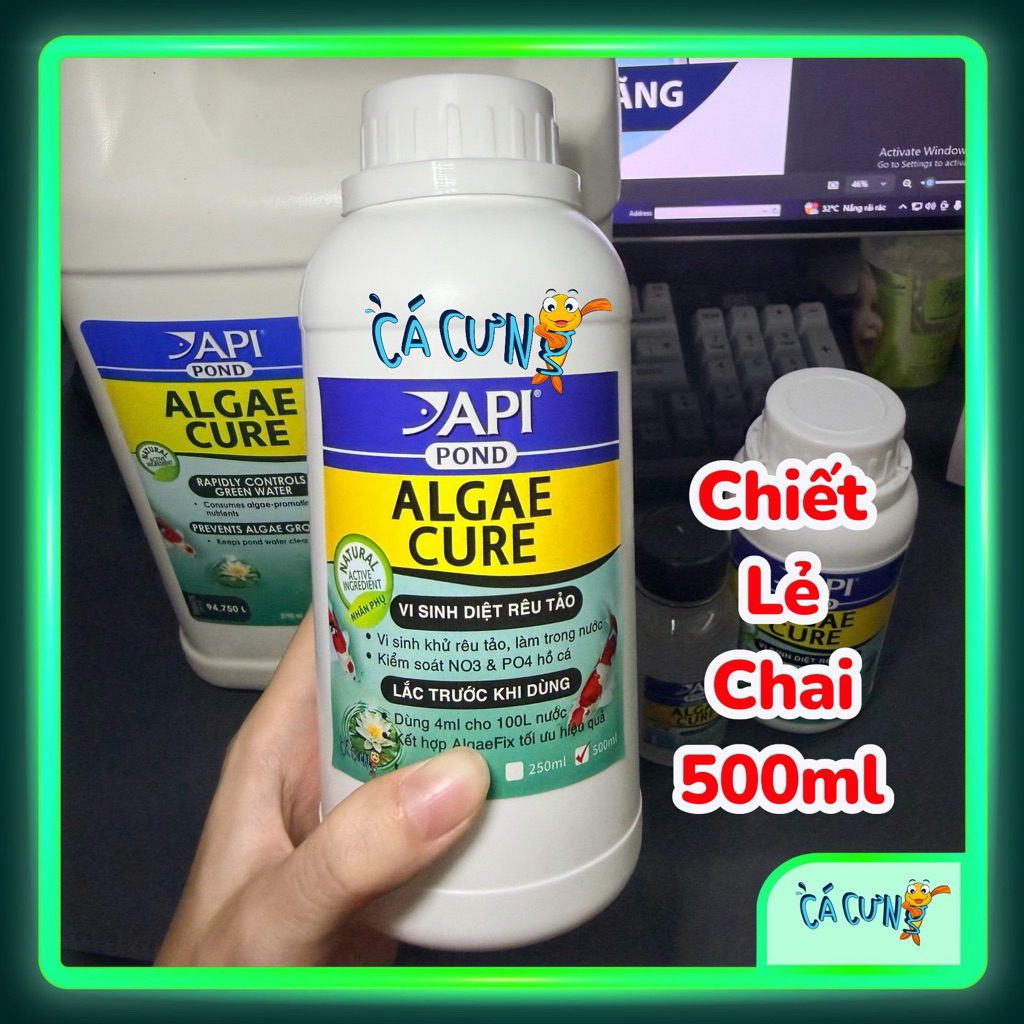 API Algae Cure Pond 500ml - Vi Sinh Ăn Tảo Sống, Phân Hủy Chất Hữu Cơ Làm Trong Nước Hồ Cá(Hàng Cty)