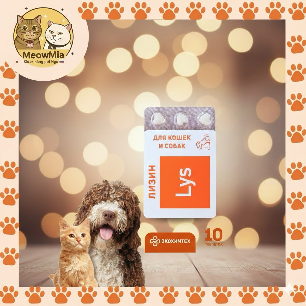 VITAMIN LYSINE LYS CHO CHÓ MÈO NGA | BỔ SUNG L-LYSINE, HỖ TRỢ TĂNG TRƯỞNG, TĂNG CHUYỂN HÓA, PHÒNG HE