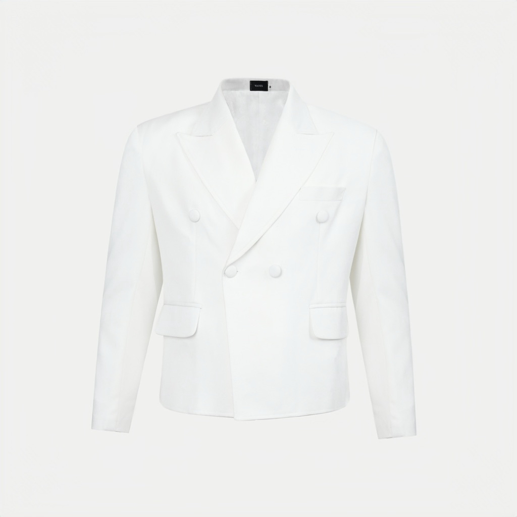 Áo Blazer Form Crop Màu Trắng Phối Lót Gấm Trắng Cao Cấp - Wanes Crop Blazer, Form Boxy, Tôn Dáng, L