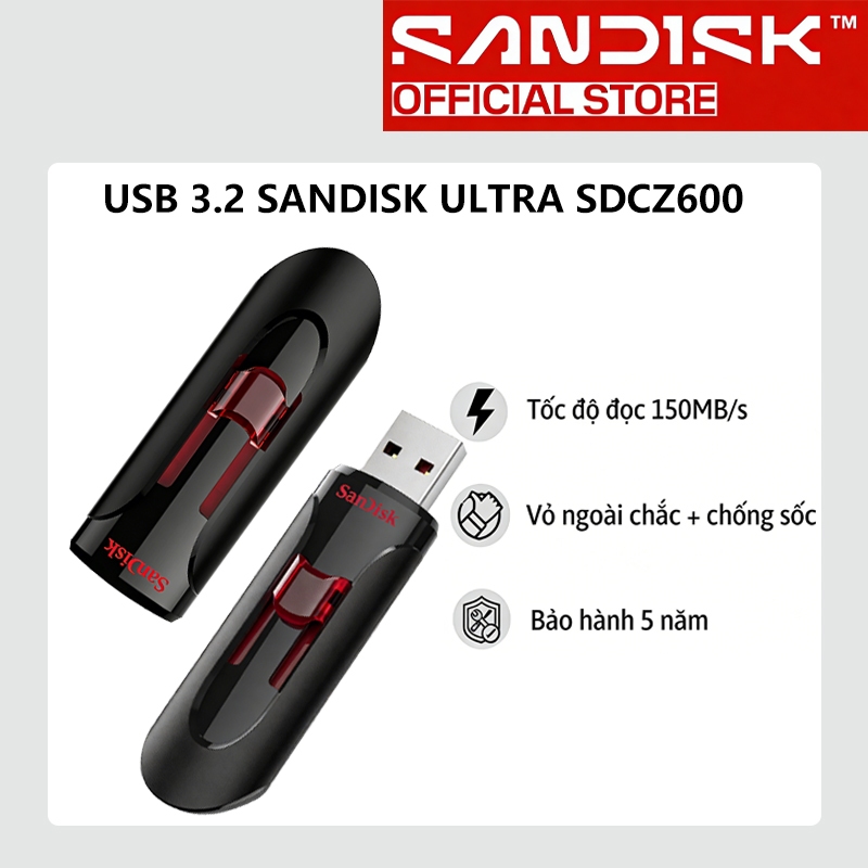 SanDisk CZ600-G35 USB 3.0 100MB/s Công suất đa 5 năm Bảo hành