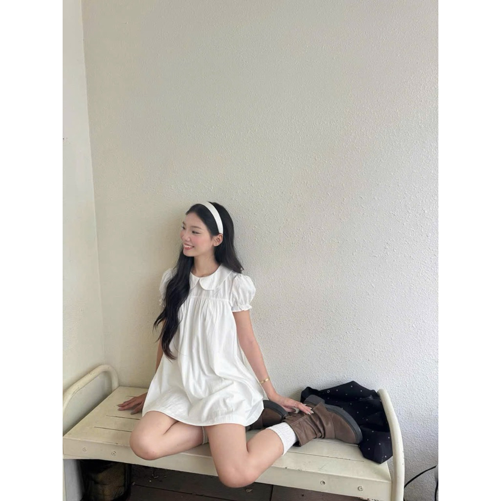 Váy Babydoll Trắng may 2 Lớp dày dặn Form Rộng Dễ Thương – Đầm Trắng Dáng Ngắn Tay Phồng Nữ Tính Trẻ Trung Năng Động. | BigBuy360 - bigbuy360.vn