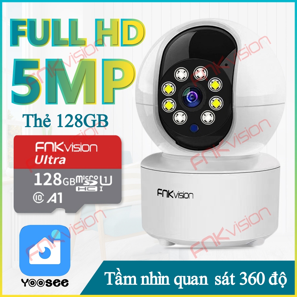 Camera Wifi Fnkvision siêu nét YOOSEE 5MP 360° đàm thoại 2 chiều, - quan sát toàn cảnh