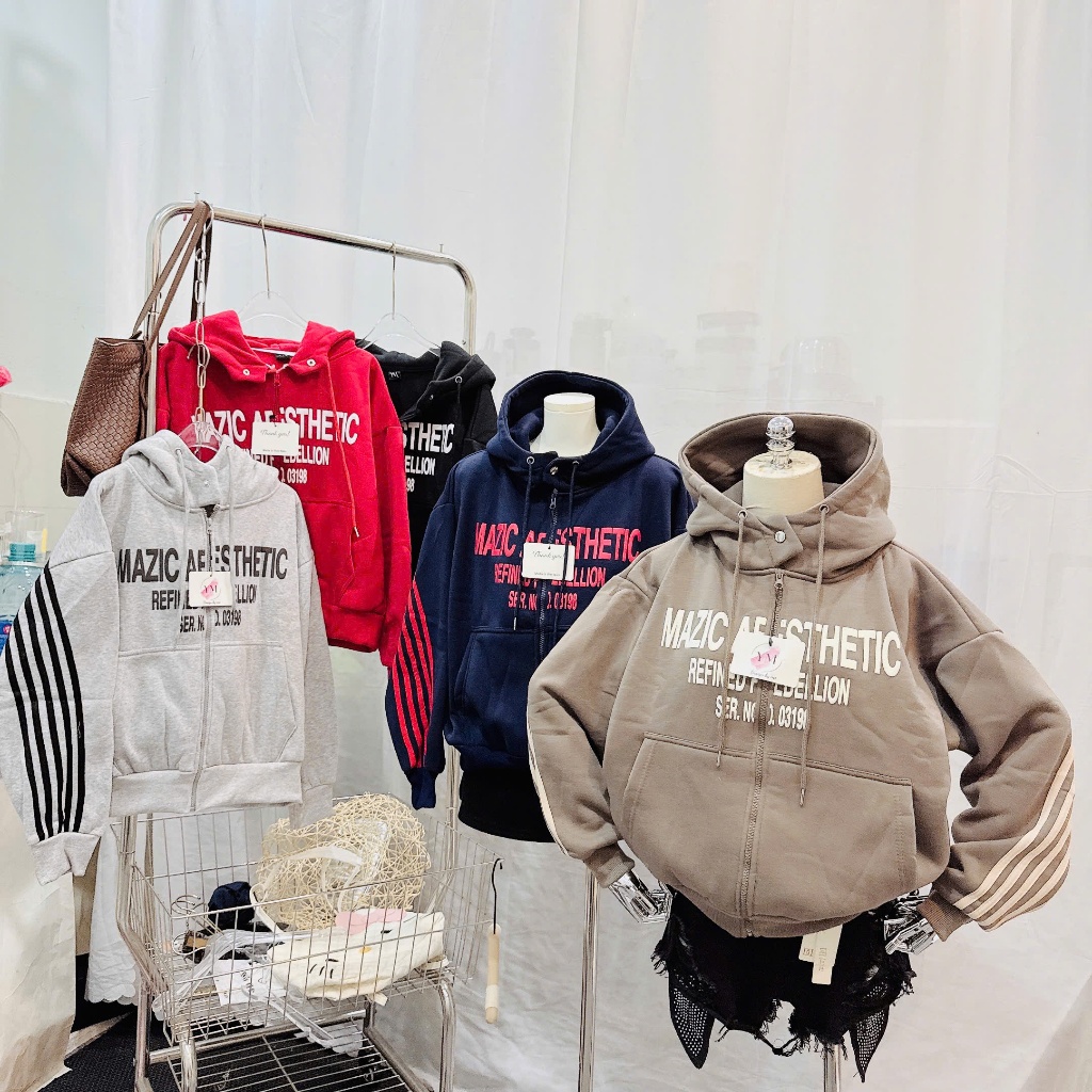 Áo Khoác Hoodie Khóa Kéo Unisex In Nổi MAZIC AESTHETIC Form Rộng, Nỉ Dày Ấm