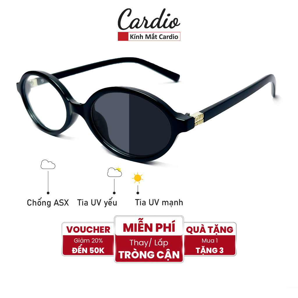 Gọng Kính Đổi Màu Nữ Dáng Oval Trendy Thời Trang, Kính Cận Đổi Màu Oval Cá Tính CARDIO C20