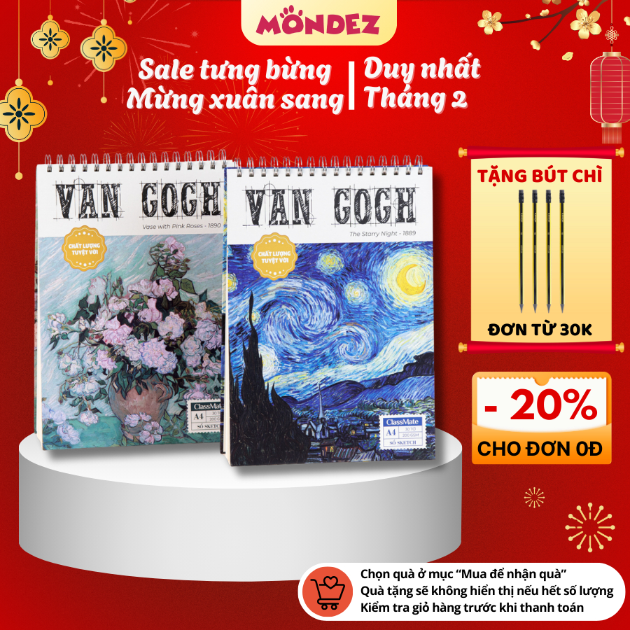 Sổ Vẽ VanGogh 200GSM A4/A5 – Vở Vẽ Mỹ Thuật 60 Trang Sketchbook Giấy Dày Cao Cấp