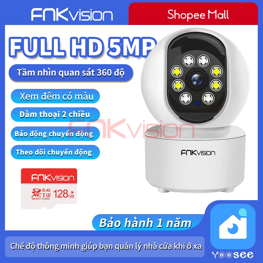 【Fnkvision】Camera IP Wifi Yoosee SEA-G1 Tiếng Việt quay đêm siêu nét 360 độ phân giải FULL HD 5.0MP 