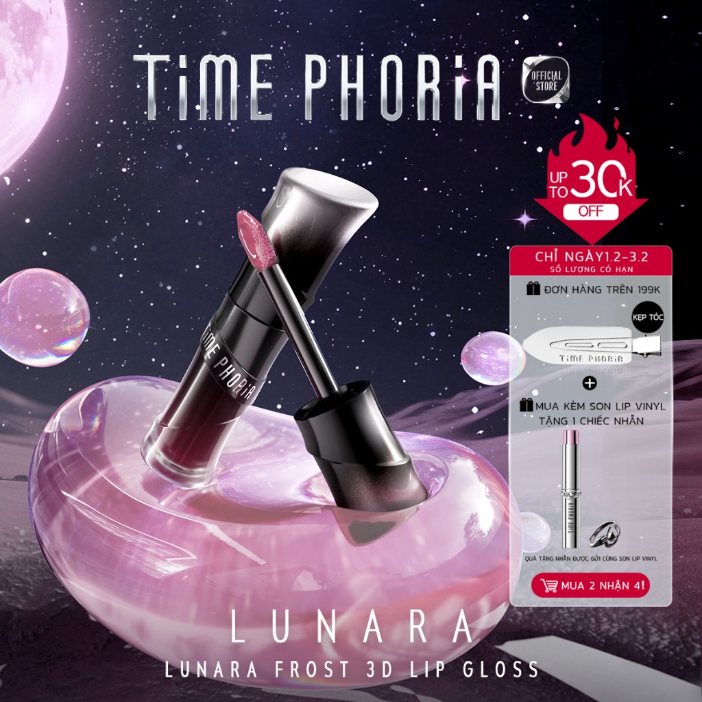【new】Son bóng nhẹ môi căng mọng TIME PHORIA giữ ẩm tốt bóng mướt lên màu chuẩn tự nhiên