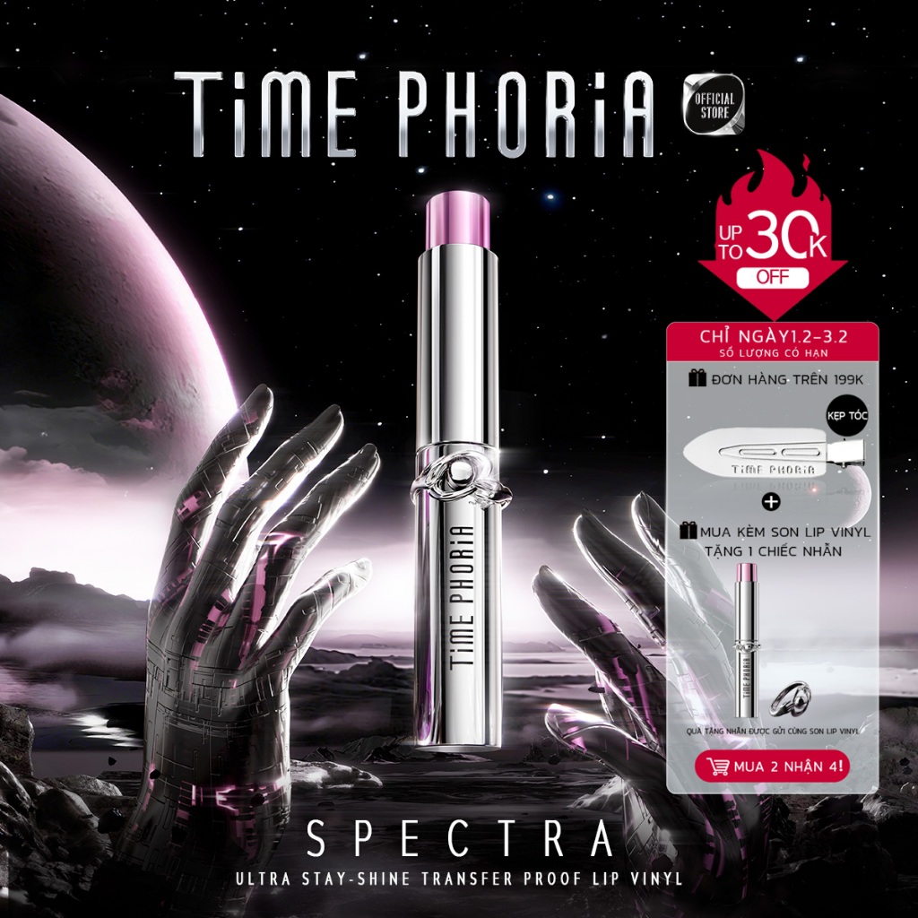 Son bóng bền màu Time Phoria lớp tint lỳ nhẹ môi lâu trôi không bết dính