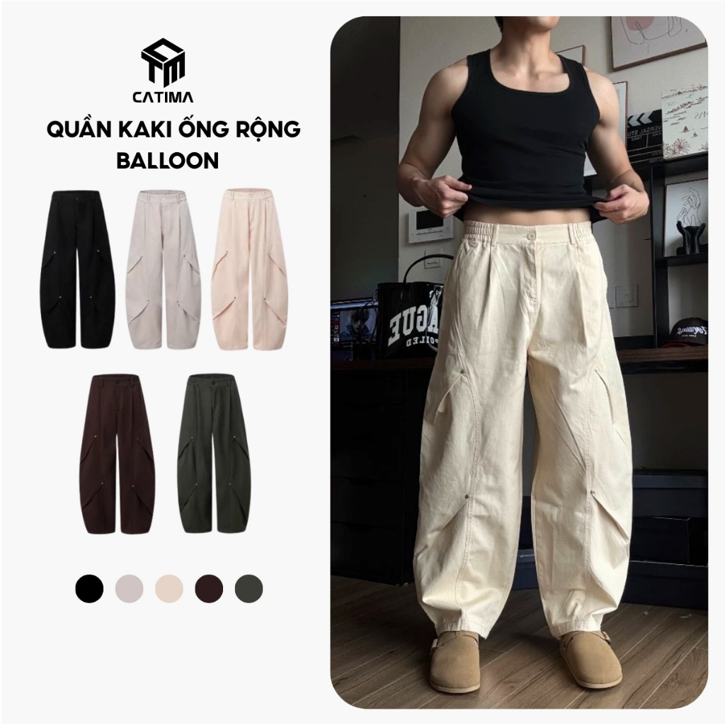 [Mở Bán] Quần Kaki Ống Rộng Balloon Nam Nữ Streetwear Catima
