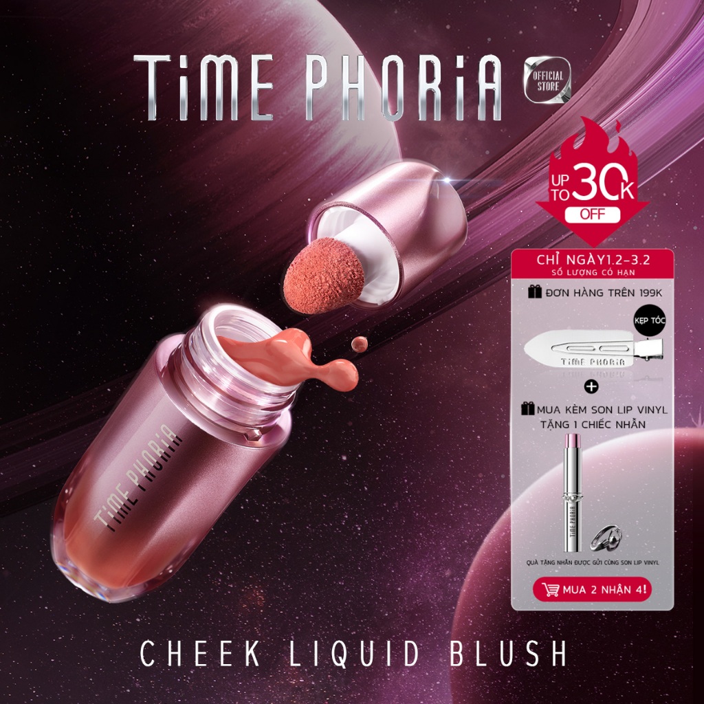 Má hồng dạng kem mịn lì TIME PHORIA chuẩn màu lâu trôi tán mượt tự nhiên  5G