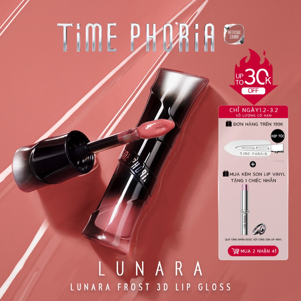 【Ra mắt sản phẩm mới】cây son nhẹ môi căng mọng Time Phoria lunara giữ ẩm tốt bóng mướt lên màu chuẩn