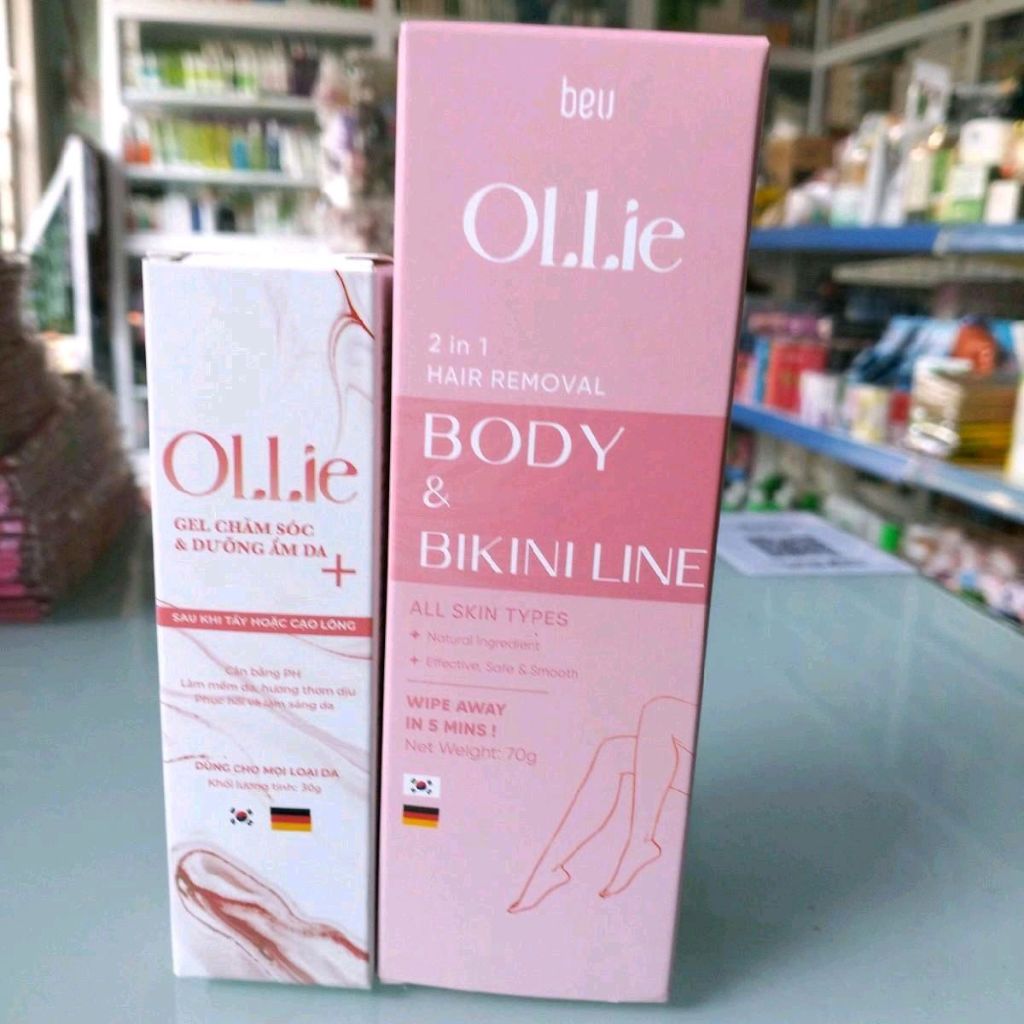 Kem tẩy lông OLLIE, combo 1 tẩy 1 dưỡng giúp tẩy lông vùng kín, nách, tay chân