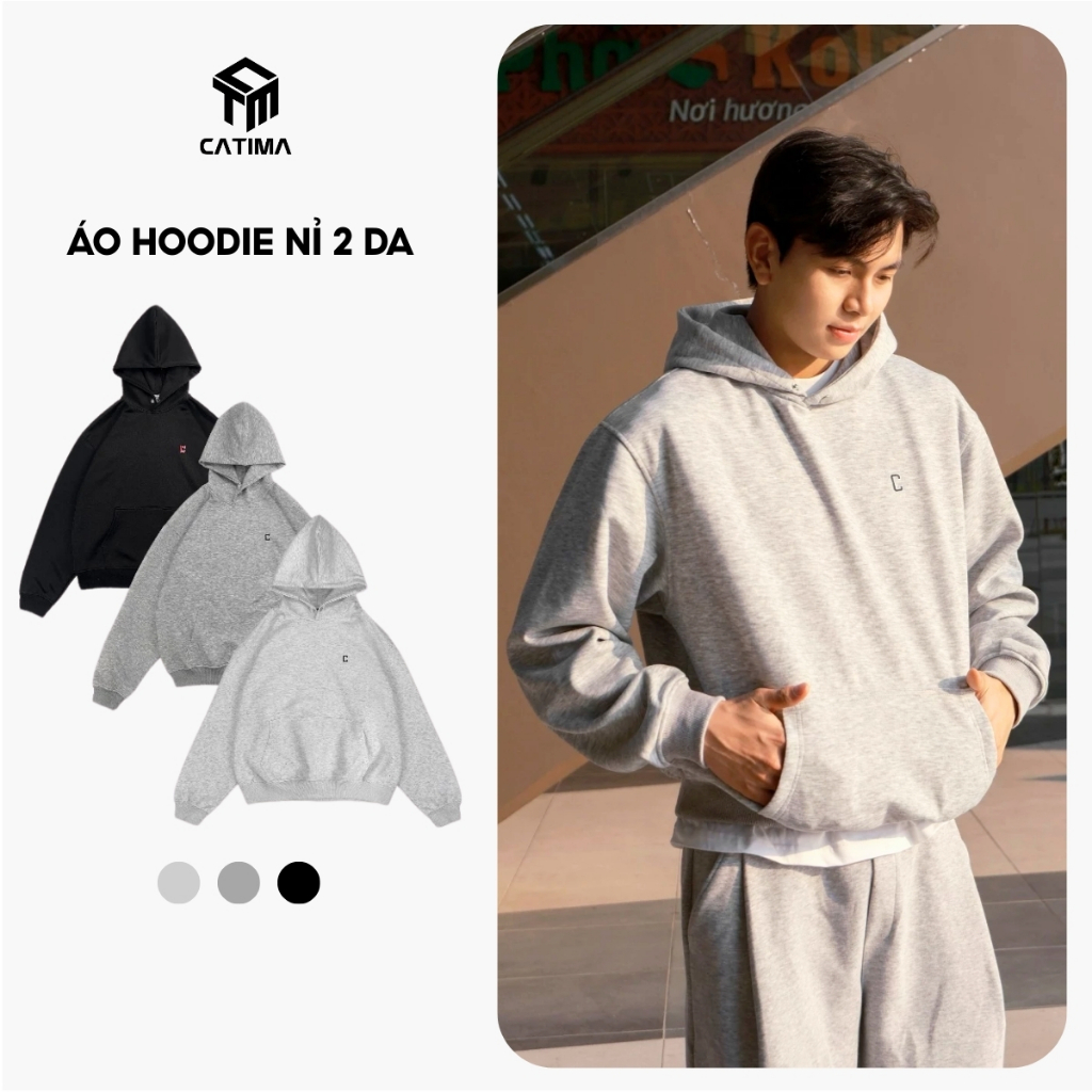 Áo Hoodie CATIMA Nỉ 2 Da Nam Nữ Cotton Unisex AH34