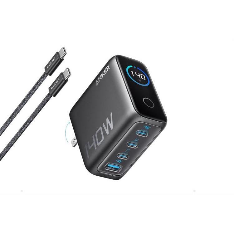 Củ Sạc GaN 140W ANKER Zolo B2697 | Màn Hình LED | 3C + 1A | Dùng Cho Macbook, iPhone | Chính Hãng