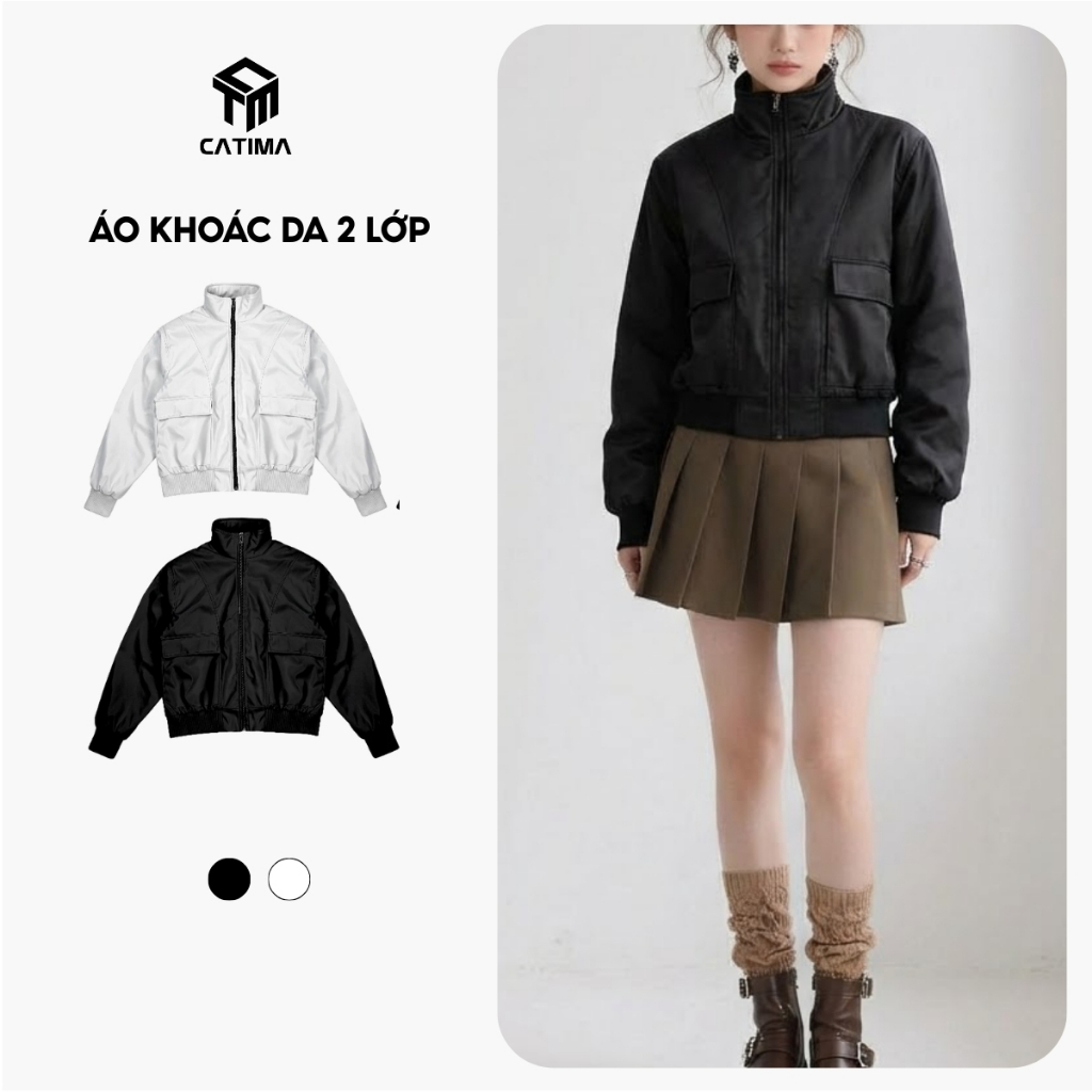 Áo Khoác Da 2 Lớp Dầy Dặn AK23 CATIMA - Bo Tay Cao Cấp - Khóa bản đồng chắc chắn