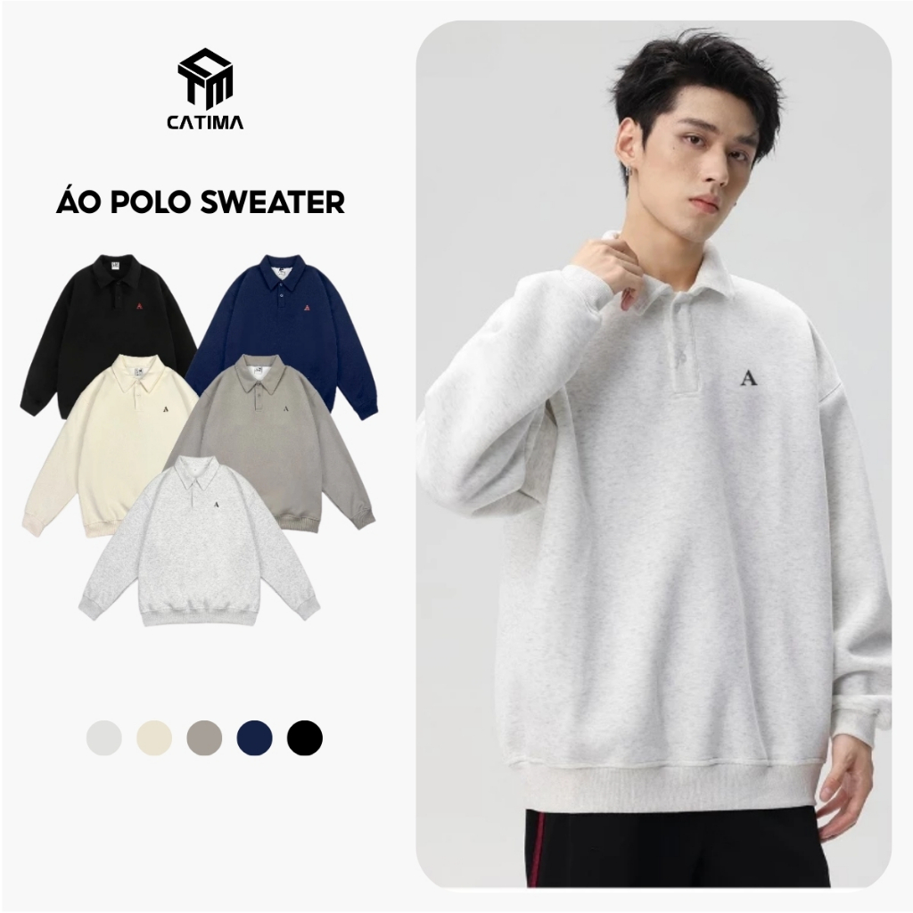 Áo Polo Sweater CATIMA Nỉ 2 Da Nam Nữ Cotton Unisex AN25
