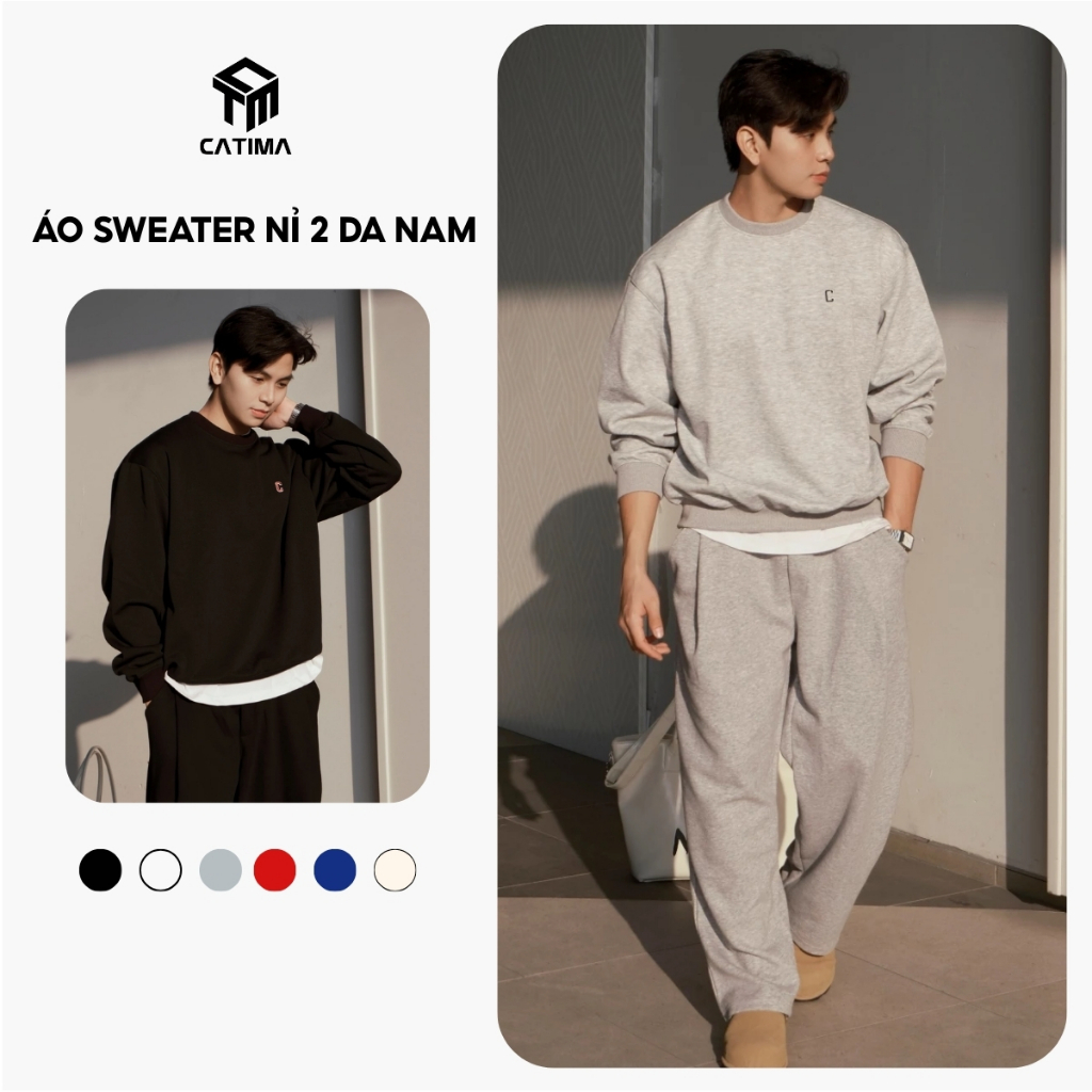 Áo Sweater CATIMA Nỉ 2 Da Nam Nữ Cotton Unisex AN32