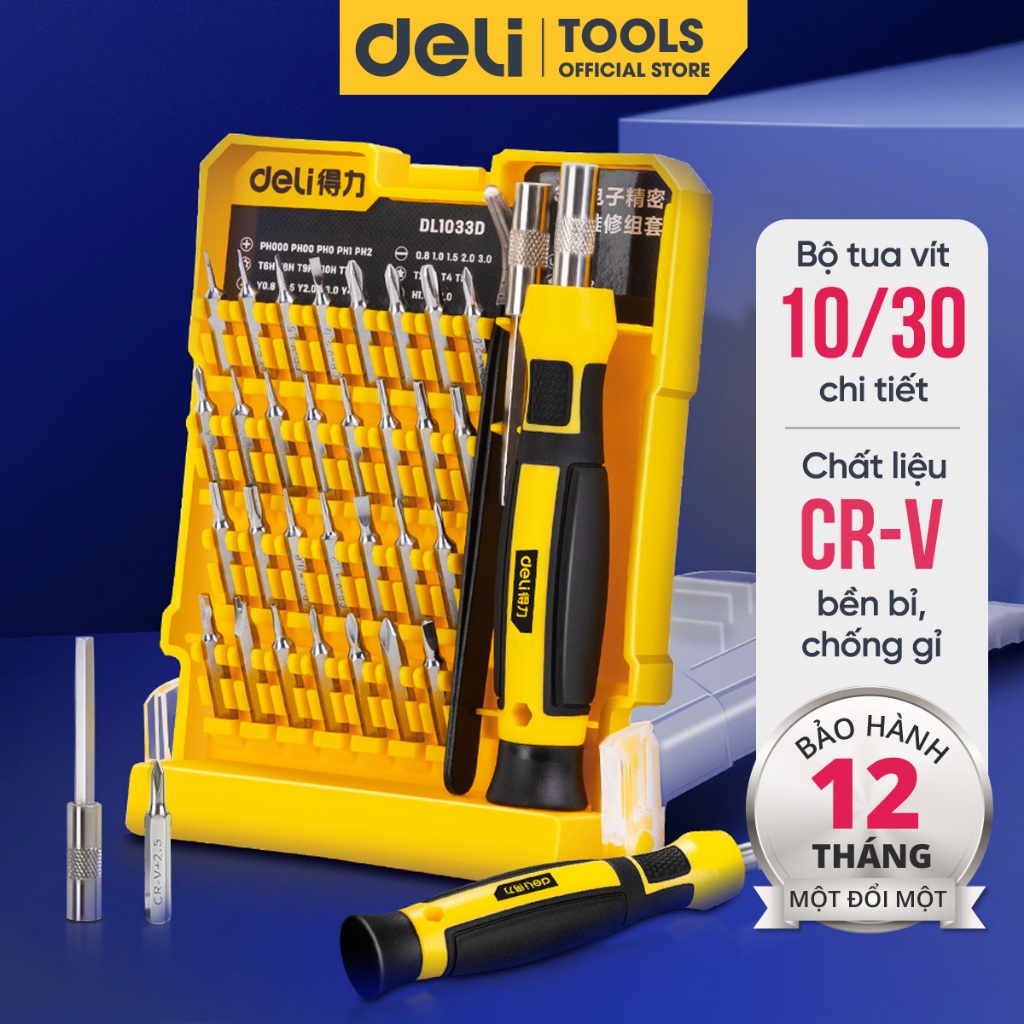 Bộ Tua Vít Sửa Chữa Đa Chức Năng Deli 30 Đầu Vít Cao Cấp Chất Liệu Thép Siêu Bền - Vặn ốc đa năng