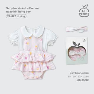 Set yếm và áo La Pomme ngày hội bóng bay - Sợi Bamboo Cotton mềm mại, hỗ trợ kháng khuẩn – Bé gái - 6M - 18M