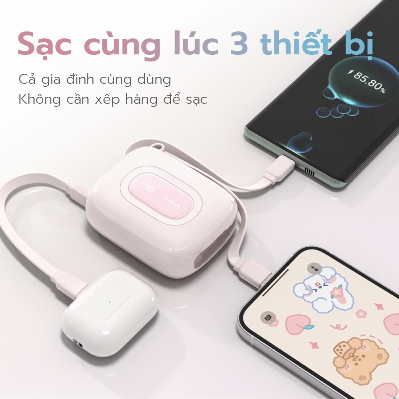 【CCC】Pin sạc dự phòng 10000mah Uneed 3-in-1, Sạc nhanh PD 22.5W type-c và sạc lighting phích cắm điện iP14-17 Samsun | BigBuy360 - bigbuy360.vn