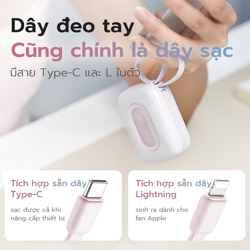 【CCC】Pin sạc dự phòng 10000mah Uneed 3-in-1, Sạc nhanh PD 22.5W type-c và sạc lighting phích cắm điện iP14-17 Samsun | BigBuy360 - bigbuy360.vn