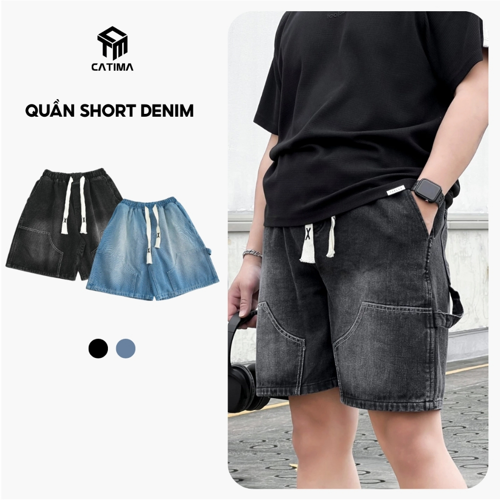 Quần Short Denim Catima Thoáng Mát Thời Trang QS07 - Co giãn 2 chiều thoải mái Menswear Nam