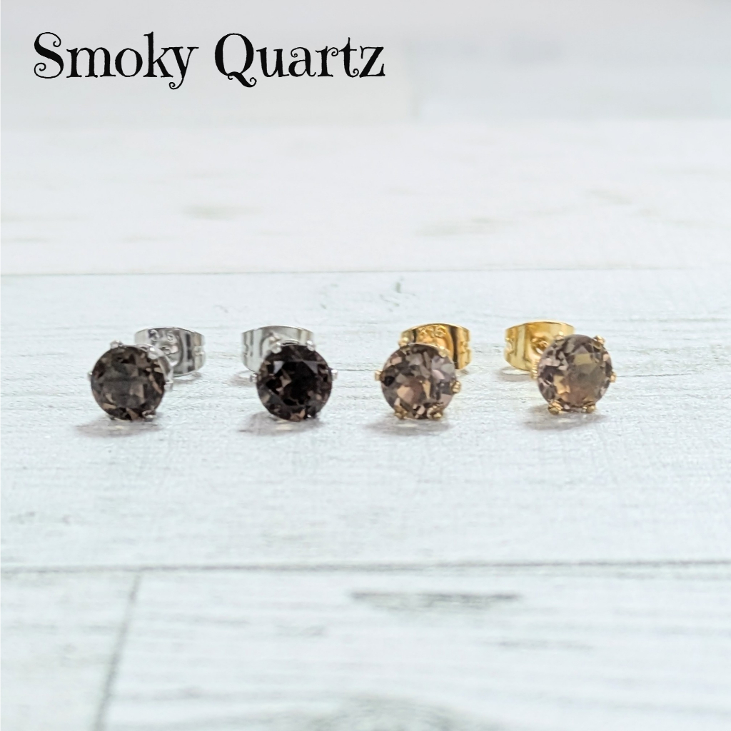 Gemstone earrings - Smoky Quartz - Direct from Japan