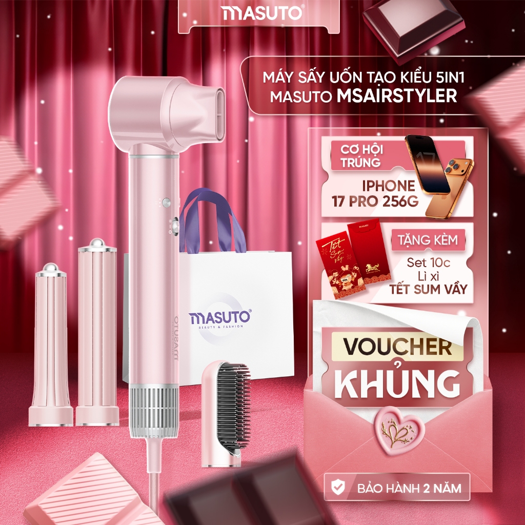 [GIÁ TỐT TẠI LIVE] Máy Sấy Tóc Tạo Kiểu 5in1 Masuto AirStyler Đa Chức Năng Công Nghệ Ion Giảm Hư Tổn