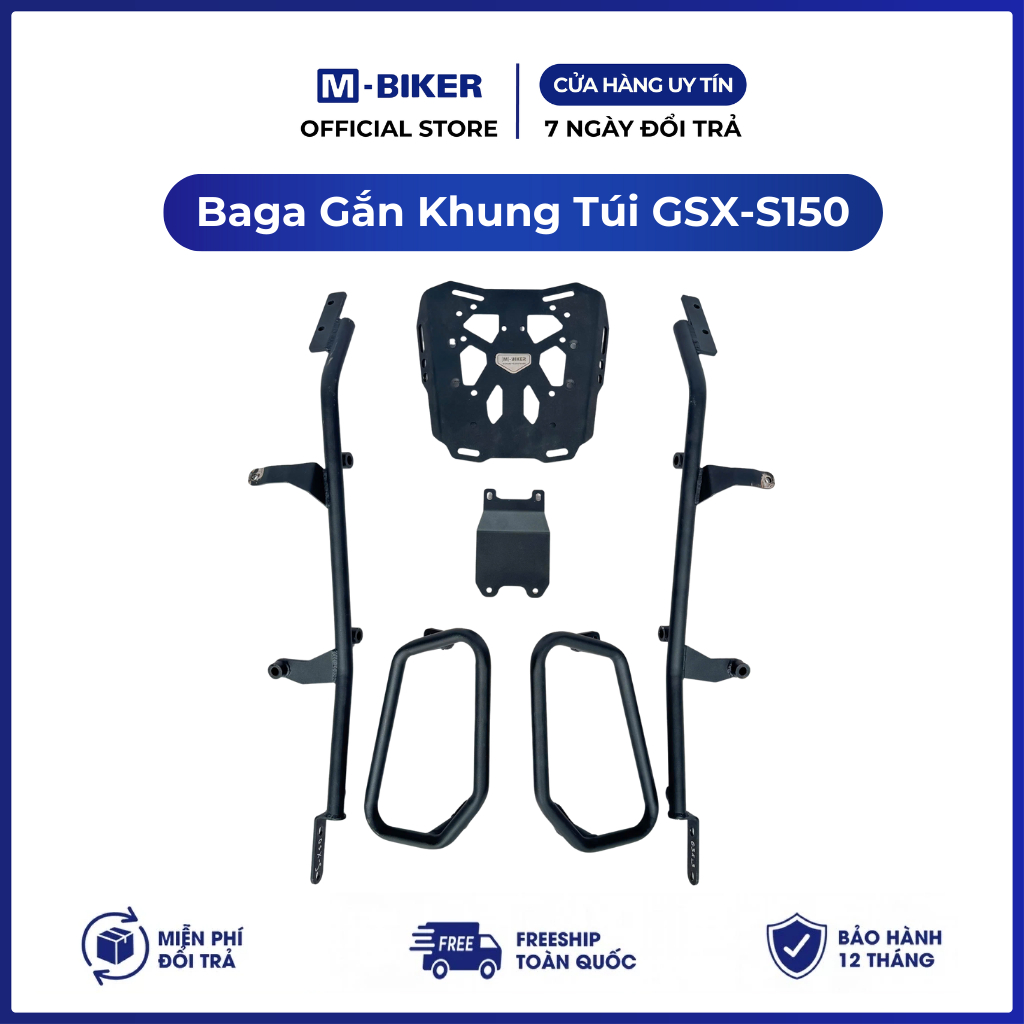 Baga GSX S150 gắn khung túi, baga gsx s150 gắn kèm khung treo túi | M-Biker