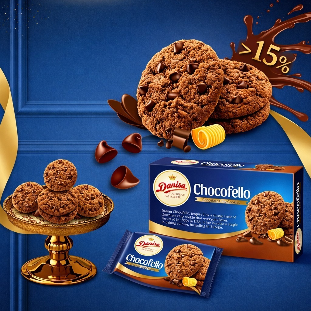 Bánh Quy Socola Chip Danisa Chocofello Hộp 150g – Bánh Ăn Vặt Giòn Tan