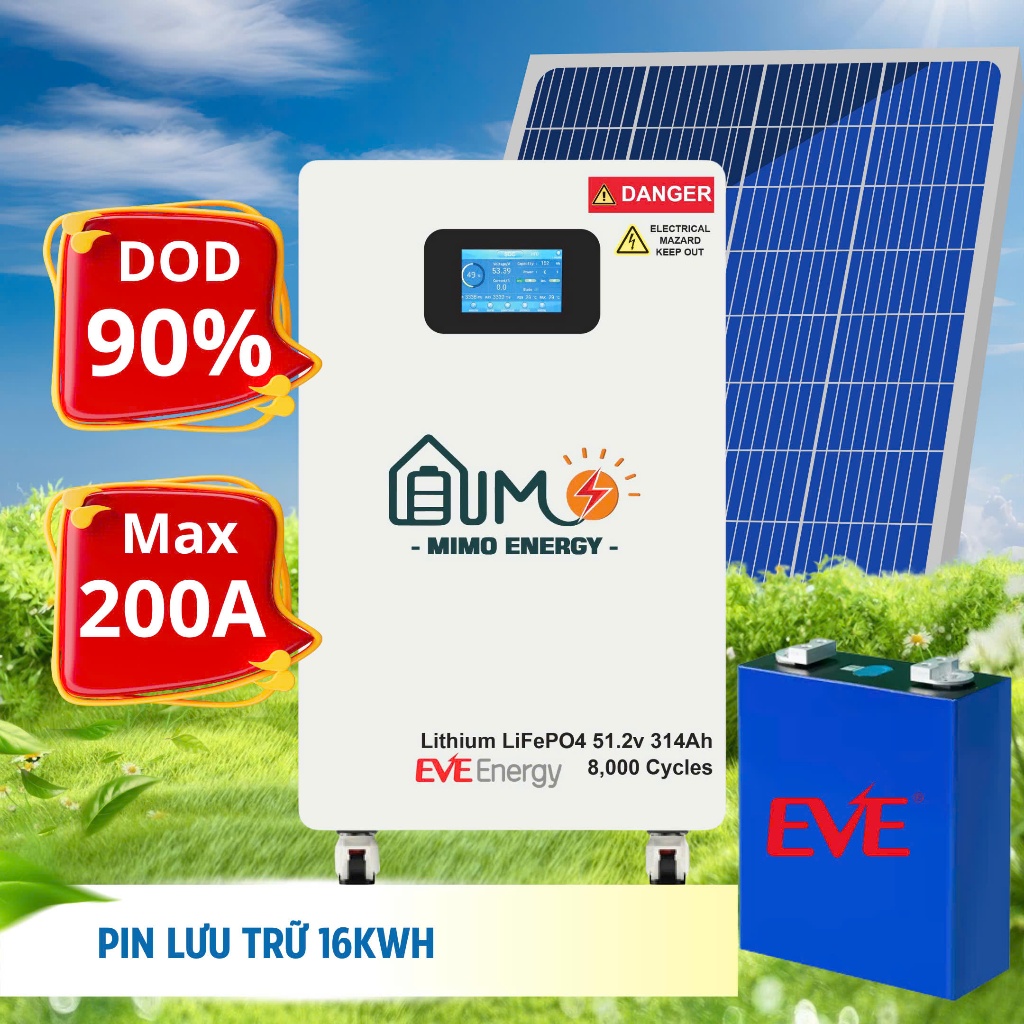 PIN LƯU TRỮ ĐIỆN NLMT 16KWH / 314AH / 51.2V