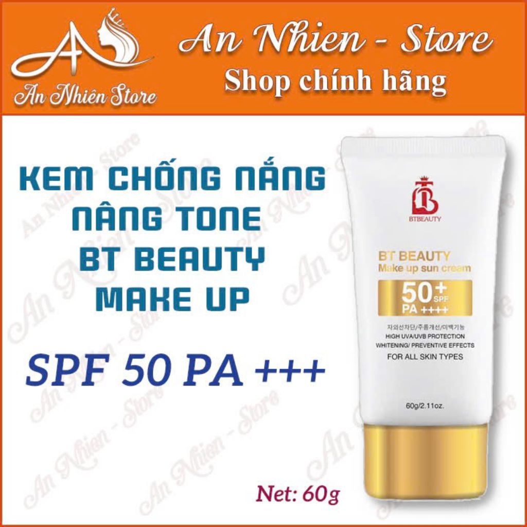 Kem chống nắng BT BEAUTY  nâng tone kiềm dầu , da trắng hồng căng bóng , bền màu