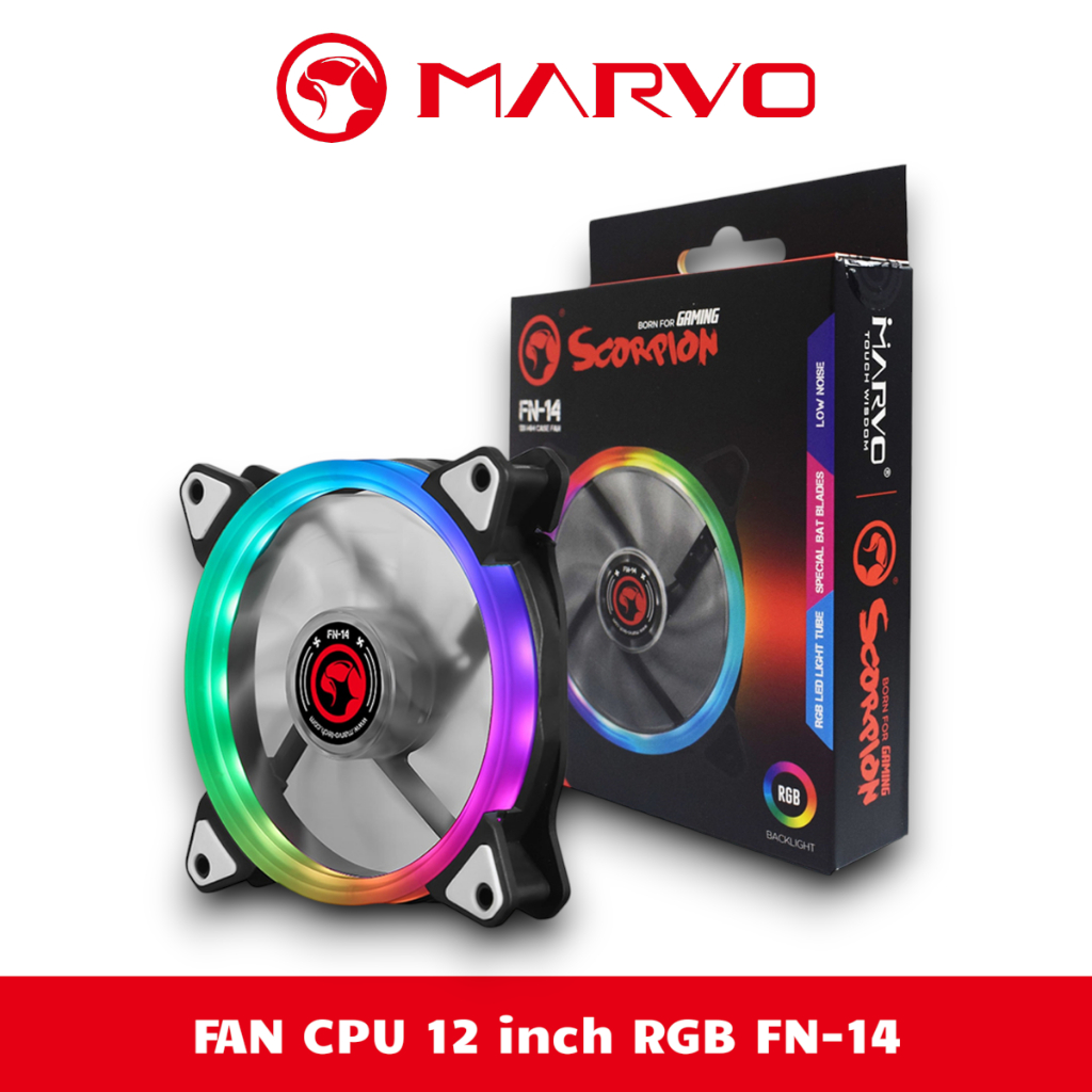Quạt Tản Nhiệt CPU LED RGB Dùng Cho Case PC Kích Thước 12 Inch MARVO FN-14
