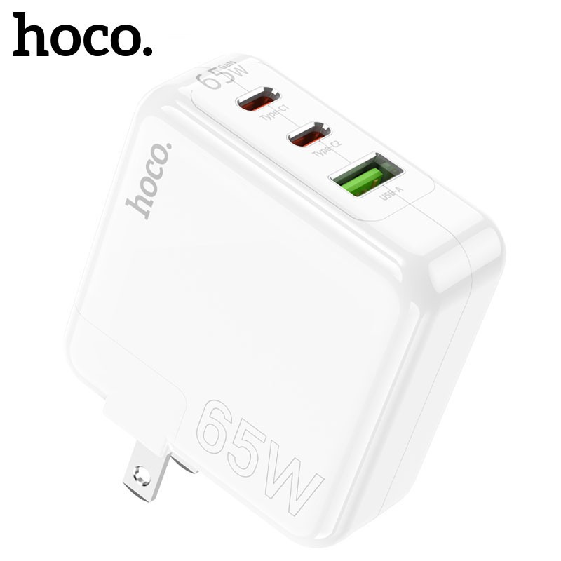 Củ sạc nhanh HOCO C115 sạc nhanh PD 65W có 2 cổng sạc typeC và 1 cổng sạc USB.