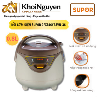 Nồi cơm điện mini Supor CFXB16YB3VN-36 0.8L 360W chống dính Nấu/Giữ ấm | Xửng hấp| Bảo hành 12 tháng