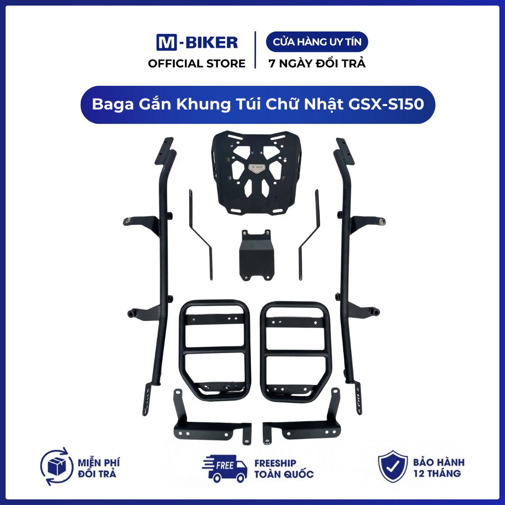 Baga GSX S150 gắn khung túi, baga gsx s150 gắn khung treo bình xăng treo túi | M-Biker