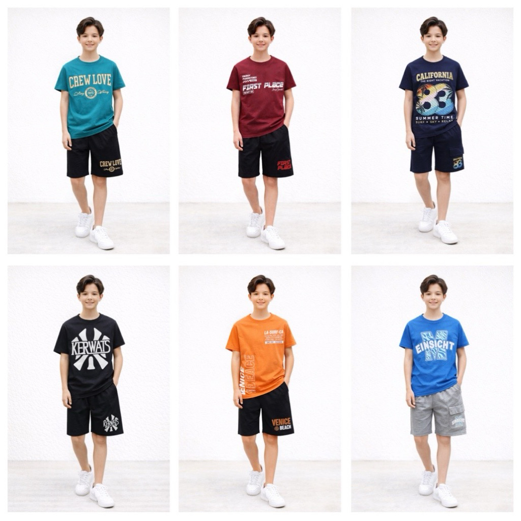 Bộ cộc bé trai size đại Cồ Janeshop, bộ đồ quần áo mùa hè thun cotton cho bé trai 28-68kg mã BTC104