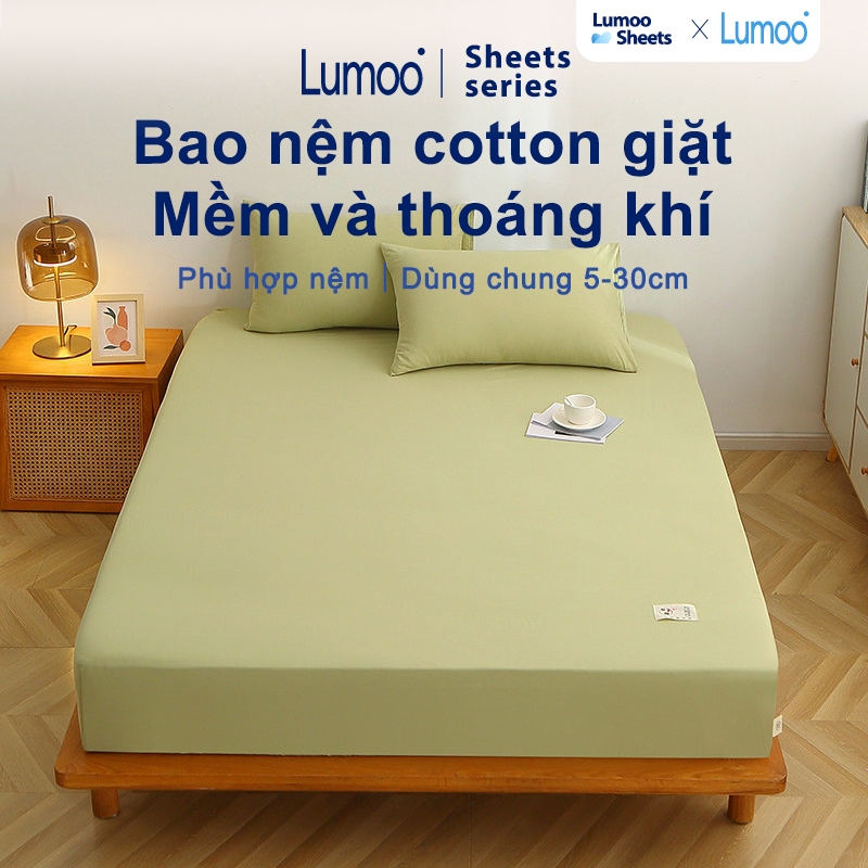 lumoo ga giường 1m6x2m trơn màu cotton không kèm vỏ gối mềm mại thoáng
