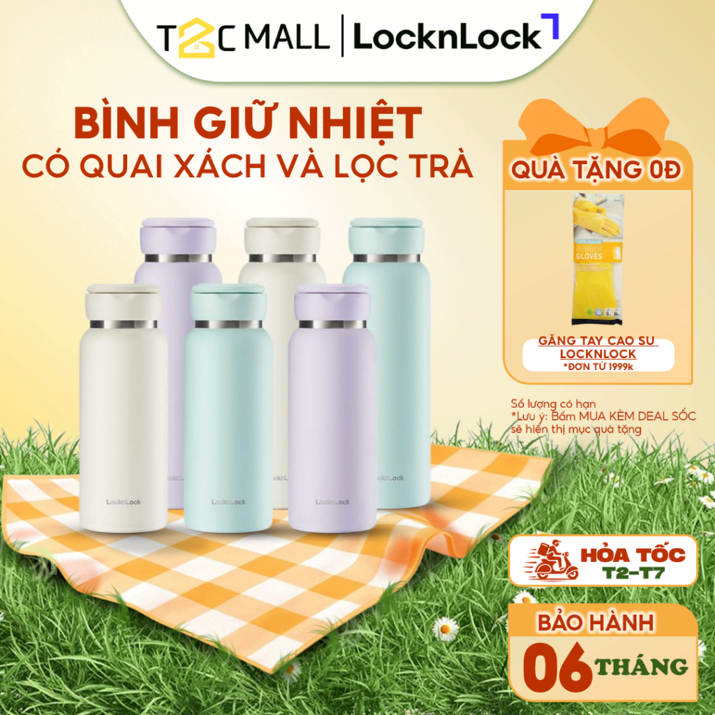 Bình Giữ Nhiệt LocknLock 650ML-800ML Sling Ring Có Quai Xách Cute Màu Pastel LHC4321-4322 T2C Mall