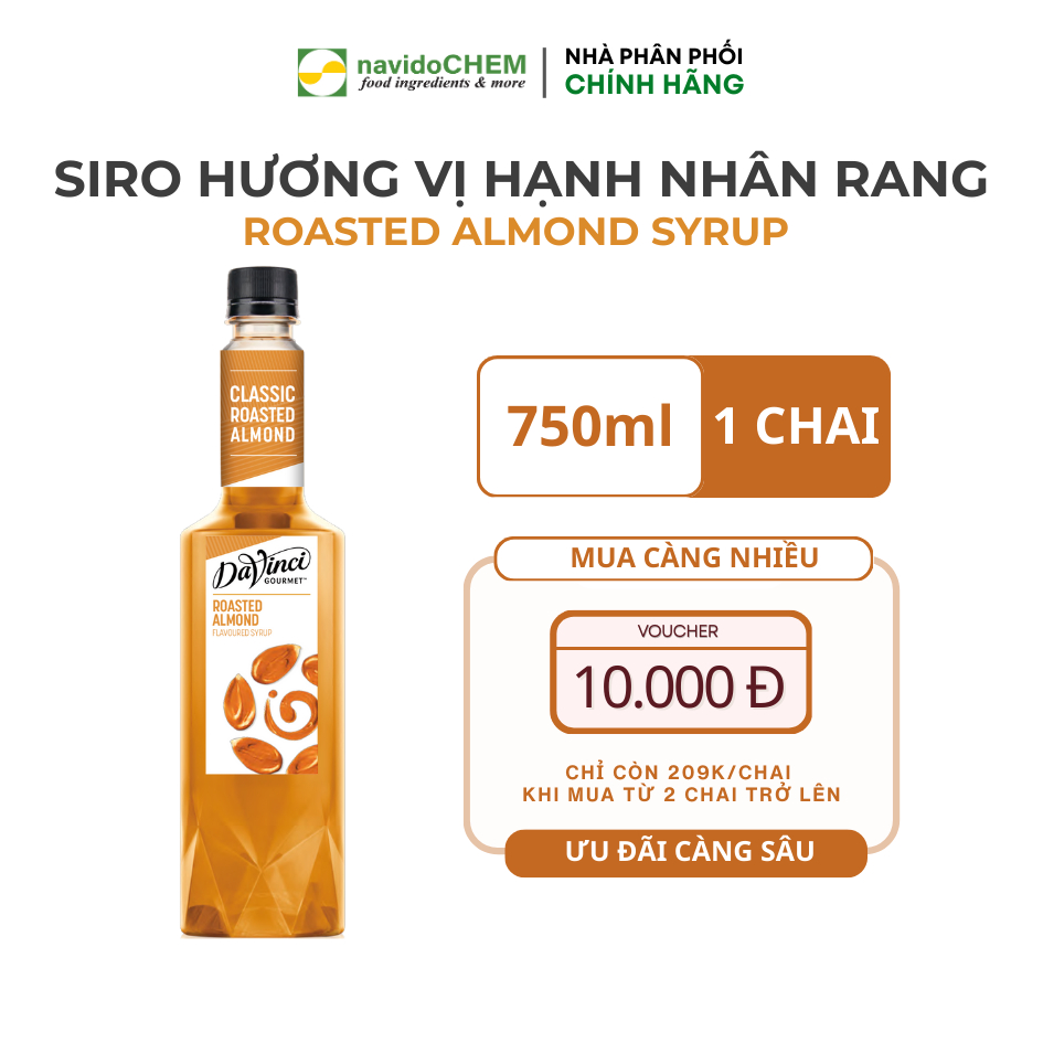 Siro Hạnh Nhân Rang / Roasted Almond Syrup - DaVinci Gourmet (750ml)