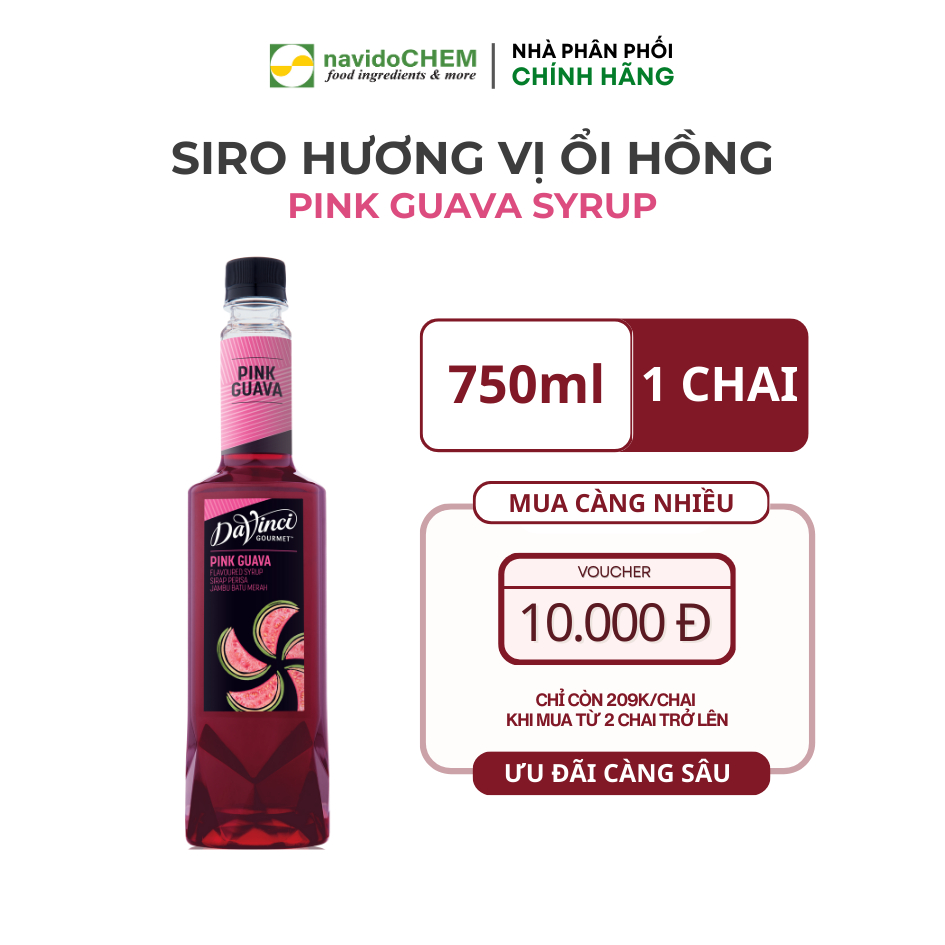Siro Hương Ổi Hồng / Pink Guava Syrup - Davinci Gourmet (750ml)