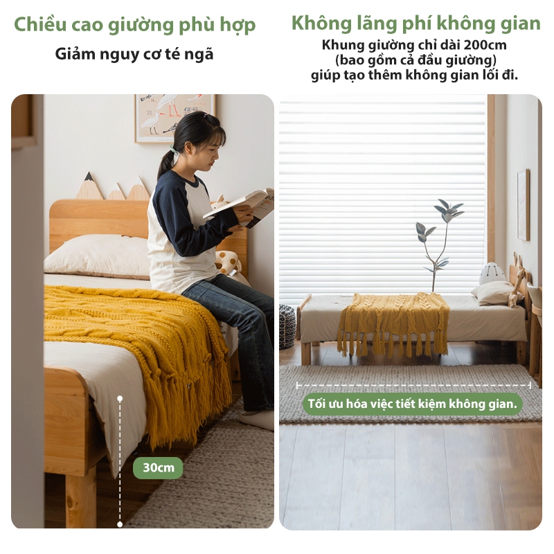 REX Giường Gỗ Tự Nhiên Giường Ngủ Đôi Gỗ An Vạt Gỗ Tự Nhiên Dày Dặn An Toàn Không Mùi Chống Mối Mọt | BigBuy360 - bigbuy360.vn