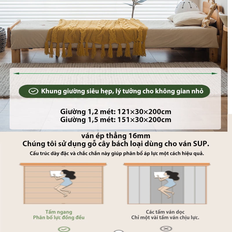 REX Giường Gỗ Tự Nhiên Giường Ngủ Đôi Gỗ An Vạt Gỗ Tự Nhiên Dày Dặn An Toàn Không Mùi Chống Mối Mọt | BigBuy360 - bigbuy360.vn