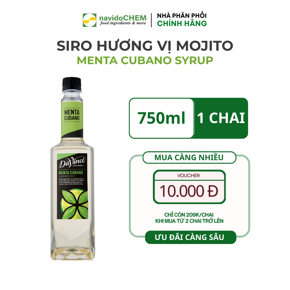 Siro Hương Mojito / Menta Cubano Syrup - DaVinci Gourmet (750ml)