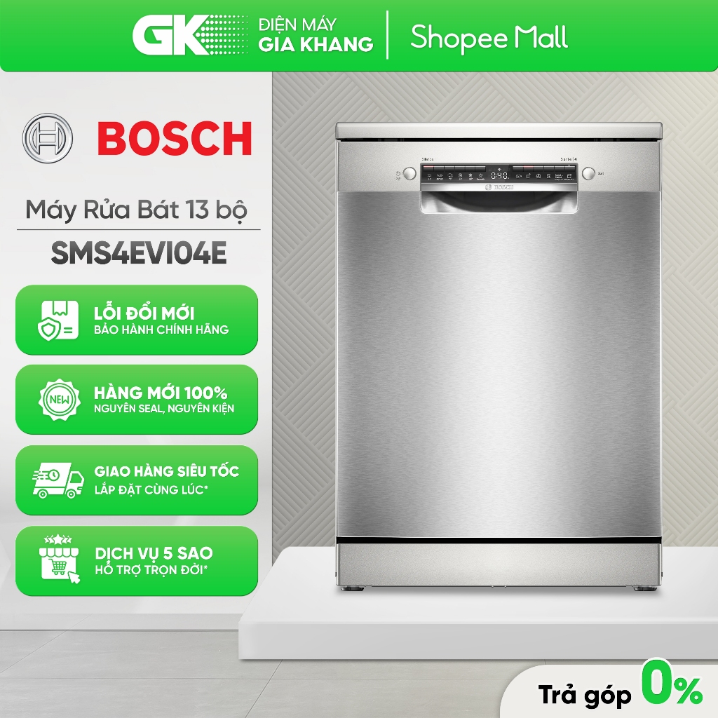 Máy Rửa Bát Bosch SMS4EVI04E Series 4, Độc Lập [Toàn quốc]